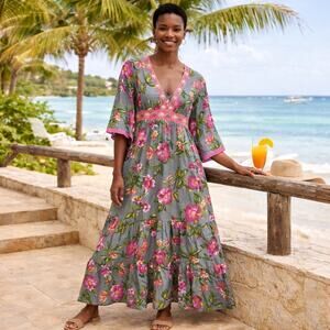 Charlie Paige Flowy Maxi Dress, Gray Pink, Size M | Anthropologie